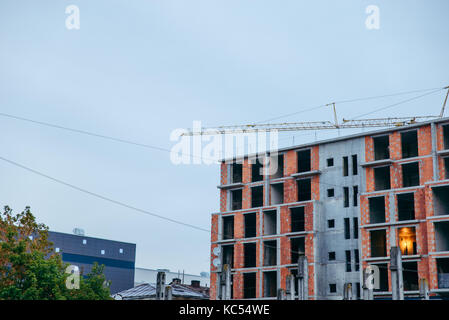 Moderne constraction Website arbeitet. Schnelle Stadtentwicklung consept. Stockfoto