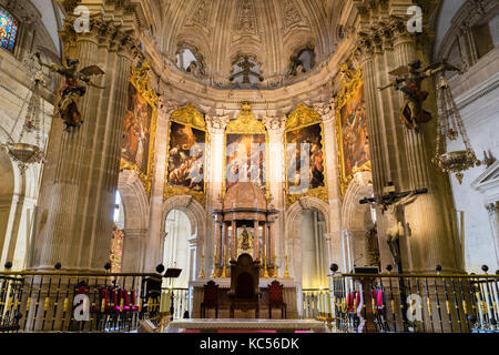 Altarraum mit Apsis, Kathedrale Catedral de la Encarnación de Guadix, Guadix, Marquesado Region, Provinz Granada, Andalusien Stockfoto