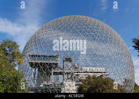 Montreal Biosphäre geodätischen Kuppel im Parc Jean Drapeau, Ile Sainte-Helene, Montreal, Quebec, Kanada Stockfoto