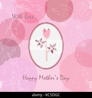 Happy Mother's Day Card. Tag Karte Plakat mit niedlichen Blume Rose in pastelligen Farben Blau. Moderne, filigranes Design. Vector Illustration. Vintage Style Stock Vektor