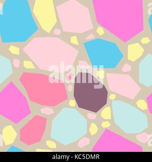 Nahtlose Muster, anders farbigen Steinen in Pastelltönen rosa, gelb, blau und braun. Stock Vektor