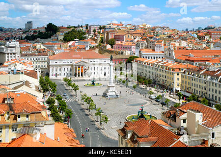 Rossio-platz oder Praça Dom Pedro IV., im Herzen des historischen Zentrums. in Lissabon, Portugal Stockfoto