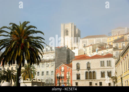 Die Mutterkirche von Lissabon und Casa dos Bicos, Lissabon, Portugal Stockfoto