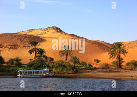 Die Insel Elephantine, Landschaft am Fluss Nil zwischen Assuan und der nubischen Dörfer, Oberägypten, Stockfoto