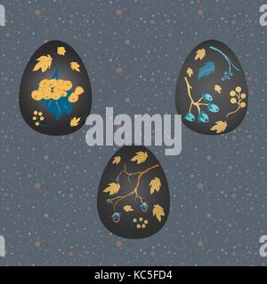 Sammlung von bunten Frohe Ostern Eier mit Beeren. Bunte Design Vector Illustration Stock Vektor
