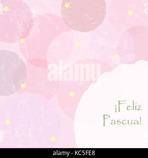 Frohe Ostern Grußkarte. Die spanische Sprache. Vector Illustration Stock Vektor