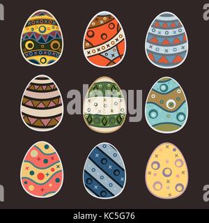 Frohe Ostern Eier. Modernes Design. Retro Färbung. Vector Illustration Stock Vektor