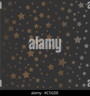 Die goldenen und silbernen Muster auf dunklem Hintergrund. Goldene und Silberne Sterne. Vector Illustration. Stock Vektor