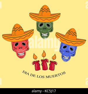 Dia de los Muertos. Tag der Toten Zucker Schädel Stock Vektor