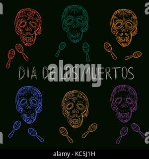 Dia de los Muertos. Tag der Toten Zucker Schädel Stock Vektor