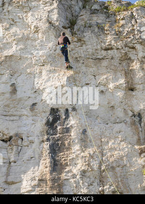 Bergsteiger klettern in den Great Orme Llandudno Wales Stockfoto