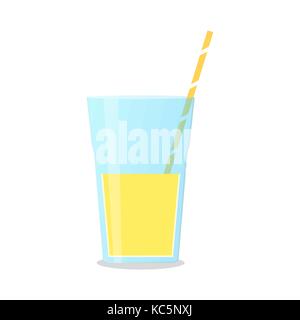 Zitrone und Minze smoothie Vektor icon. Nehmen Sie Glas mit Strohhalm mit einem Smoothie. Stock Vektor