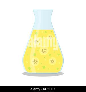 Bananen Smoothie in einer Glaskanne und ein Glas mit Strohhalm Vektor Bild. Wellness und gesunden Lebensstil. Stock Vektor