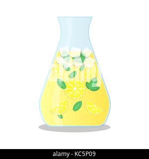 Zitrone und Minze smoothie Vektor icon. Nehmen Sie Glas mit Strohhalm mit einem Smoothie. Stock Vektor