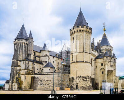 Frankreich, Maine-et-Loire, Pays de la Loire, Château de Saumur während der Restauration Stockfoto