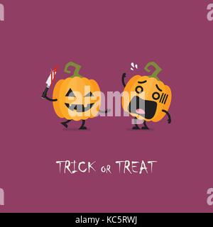 Trick oder Festlichkeit. halloween Lustige Kürbis Zeichen Stock Vektor
