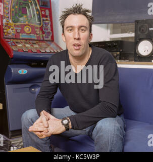 Christian O'Connell Radio DJ und Schauspieler und Autor, an der XFM-Büro in London, England, Vereinigtes Königreich fotografiert. Stockfoto