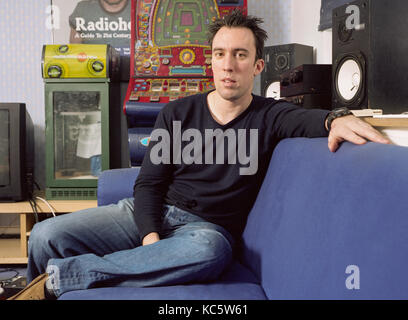 Christian O'Connell radio Dj und Schauspieler und Autor, an der xfm-Büro in London, England, Vereinigtes Königreich. Stockfoto