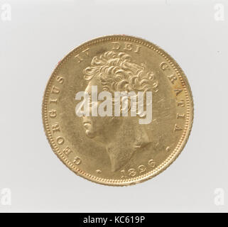 George IV souverän, William Wyon (Briten, Birmingham 1795 - 1851 Brighton), 1826, British, Gold, Diam. 23 mm., Münzen, William Stockfoto
