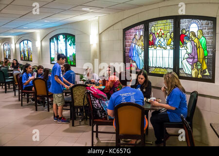 Washington DC, District of Columbia, Basilika des National Shrine of the Immaculate Conception, katholisch, Kirche, Religion, innen, Glasmalerei Stockfoto