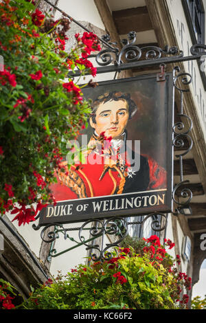 Der Herzog von Wellington pub Schild in Southampton, England, Großbritannien Stockfoto