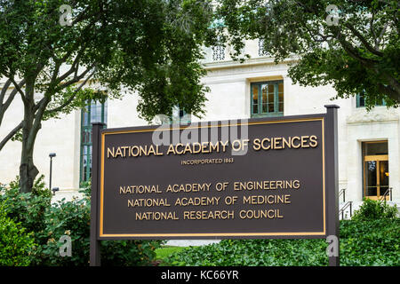 Washington DC, National Mall, National Academy of Science, NAS, außen, Schild, DC170527049 Stockfoto