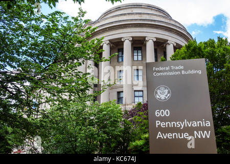 Washington DC, Gebäude der Federal Trade Commission, Außenschild Stockfoto