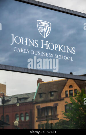 Washington DC, Massachusetts Avenue, Johns Hopkins University, Carey Business School, Schild, DC170527103 Stockfoto