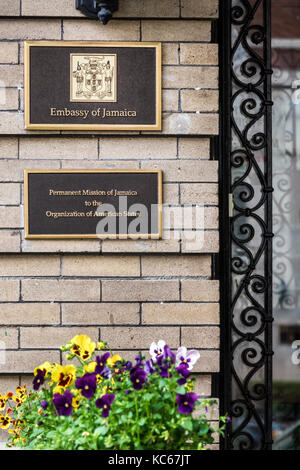 Washington DC, Dupont Circle, Botschaft von Jamaika, Tür, Außenansicht, diplomatische Mission, DC170527115 Stockfoto