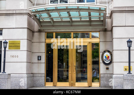 Washington DC, Massachusetts Avenue, Scott Circle, Botschaft der Philippinen, Außenansicht, diplomatische Mission, Eingang, DC170527129 Stockfoto
