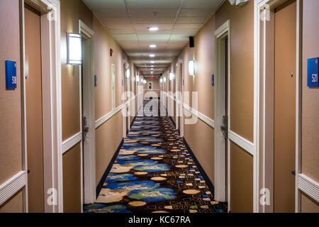 Maryland, Silver Spring, Holiday Inn Express, Hotel, Flur, Flur, Zimmertüren, Innenbereich, MD170523001 Stockfoto