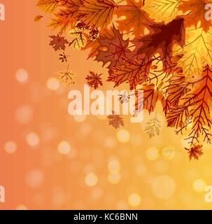 Abstract Vector Illustration Herbst Happy Thanksgiving Hintergrund mit fallenden Blätter im Herbst Stock Vektor