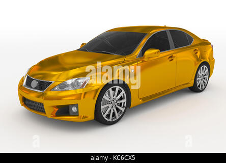 Auto isoliert auf weiß-goldenen, getönte Scheiben - vorn - links - 3D-Rendering Stockfoto