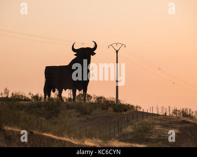 Der Osborne Stier ist ein 14-Meter (46 ft) hohe schwarze Silhouette Bild von einem Stier und gilt als die inoffizielle Nationalsymbol Spaniens angesehen. Es gibt Ap Stockfoto