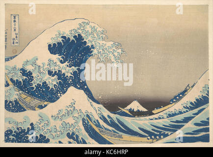 冨嶽三十六景 神奈川沖浪裏, Unter der Welle von Kanagawa (Kanagawa oki Nami ura), die auch als die große Welle bekannt Stockfoto