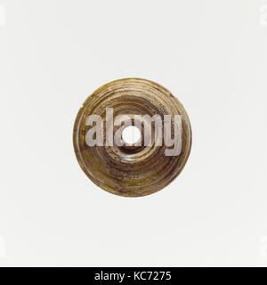 Glas Spindel Wirtel, Imperial, Ca. 1 St - 2. Jh. N.CHR., Römische, Glas; rod-gebildet und Wunde, H.: 3/8 in. (0,9 cm), Glas Stockfoto