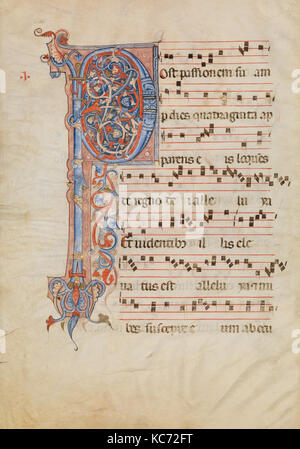 Manuskript Blatt mit Blättrig erste P, aus einem Antiphonar, Ca. 1250 - 60 Stockfoto