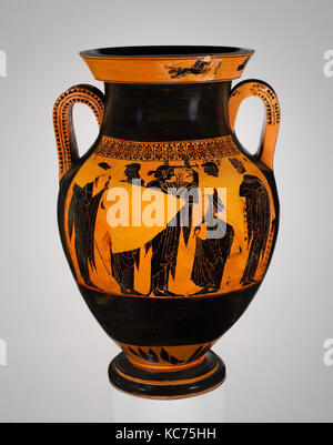 Terrakotta Amphore (jar), Archaische, Ca. 530 - 520 v. Chr., Griechischer, Dachboden, Terracotta, schwarz Abbildung, H., 26. (66 cm), Vasen, Vorderseite Stockfoto