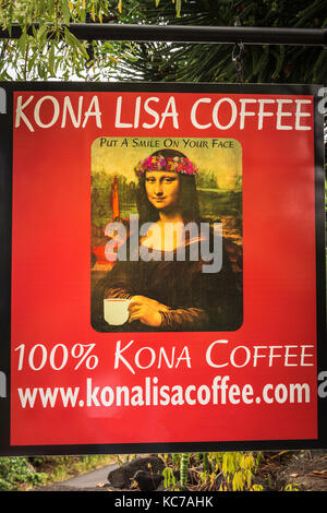 Kona Lisa Coffee Company, Captain Cook, Big Island, Hawaii USA Stockfoto