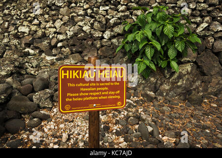 Hikiau Heiau (hawaiianische Tempel) an der Kealakekua Bay, Napoopoo, Big Island, Hawaii USA Stockfoto