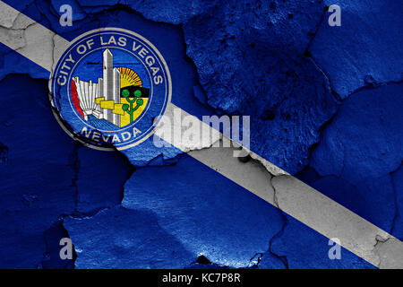 Flagge von Las Vegas malte auf Risse an der Wand Stockfoto