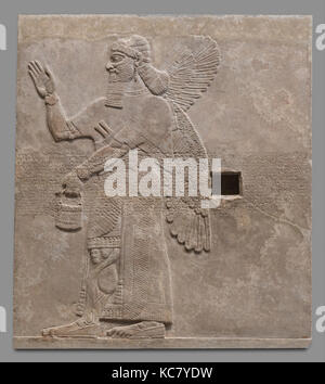 Relief panel, Neuassyrischen, Ca. 883 - 859 v. Chr., in Mesopotamien, Nimrud (antike Kalhu), Assyrische, Gips, Alabaster, 93 x 83 x 60 in Stockfoto