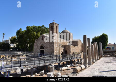 Frühchristliche Basilika von panagia chrysopolitissa und die Agia Kyriaki Kirche in Kato Pafos, Zypern. Stockfoto