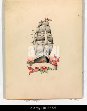Zeichnungen und Drucke, Alben Zeichnungen Ephemera, Tattoo Design, mit einem Schiff, Künstler, Clark & Verkäufer, Amerikanische, Aktiv 20. Stockfoto