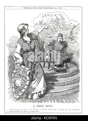 Adana Massaker in Armenien, Punch Cartoon, 1909 Stockfoto