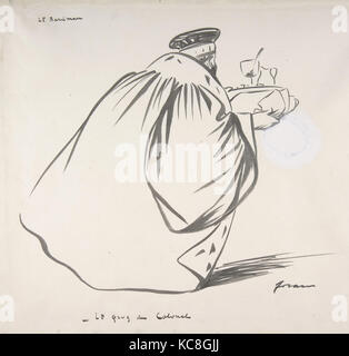 Der Barkeeper: Der Oberst Trinken. Karikatur des Strafgerichtshofs Richter, Alphonse Bard, Jean-Louis Forain, Ca. 1898 - 99 Stockfoto