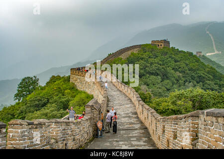 Die Große Mauer bei Mutianyu, nördlich von Peking, China Stockfoto
