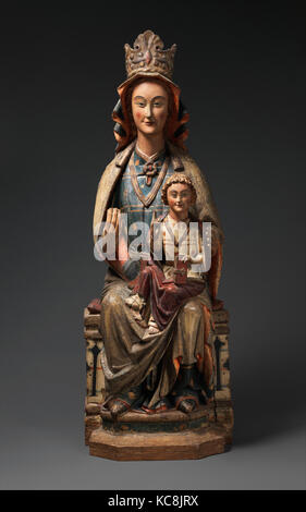 Thronende Madonna mit Kind, Ca. 1280-1300, in Navarra, Spanien, Spanisch, Ahorn, Farbe gemacht und vergoldeten, 53 × 20 × 13 1/16 3/4 in. (1 Stockfoto