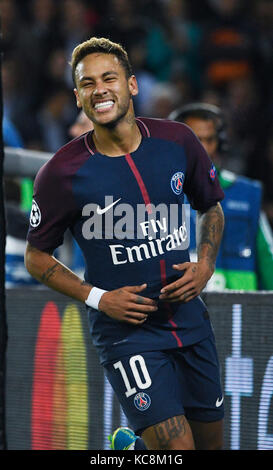 Parc des Princes, Paris, Frankreich, 27.9.2017, UEFA Champions League Saison 2017/18, Gruppenphase Spieltag 2, Paris Saint-Germain gegen FC Bayern München (MŸnchen) 3:0 -------- Neymar (Paris) lacht Stockfoto