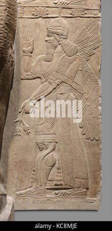 Relief panel, Neuassyrischen, Ca. 883 - 859 v. Chr., in Mesopotamien, Nimrud (antike Kalhu), Assyrische, Gips, Alabaster, 54 x 30 in. (137 Stockfoto